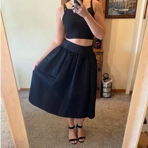 Vintage Gunne Sax by Jessica McClintock black taffeta skirt